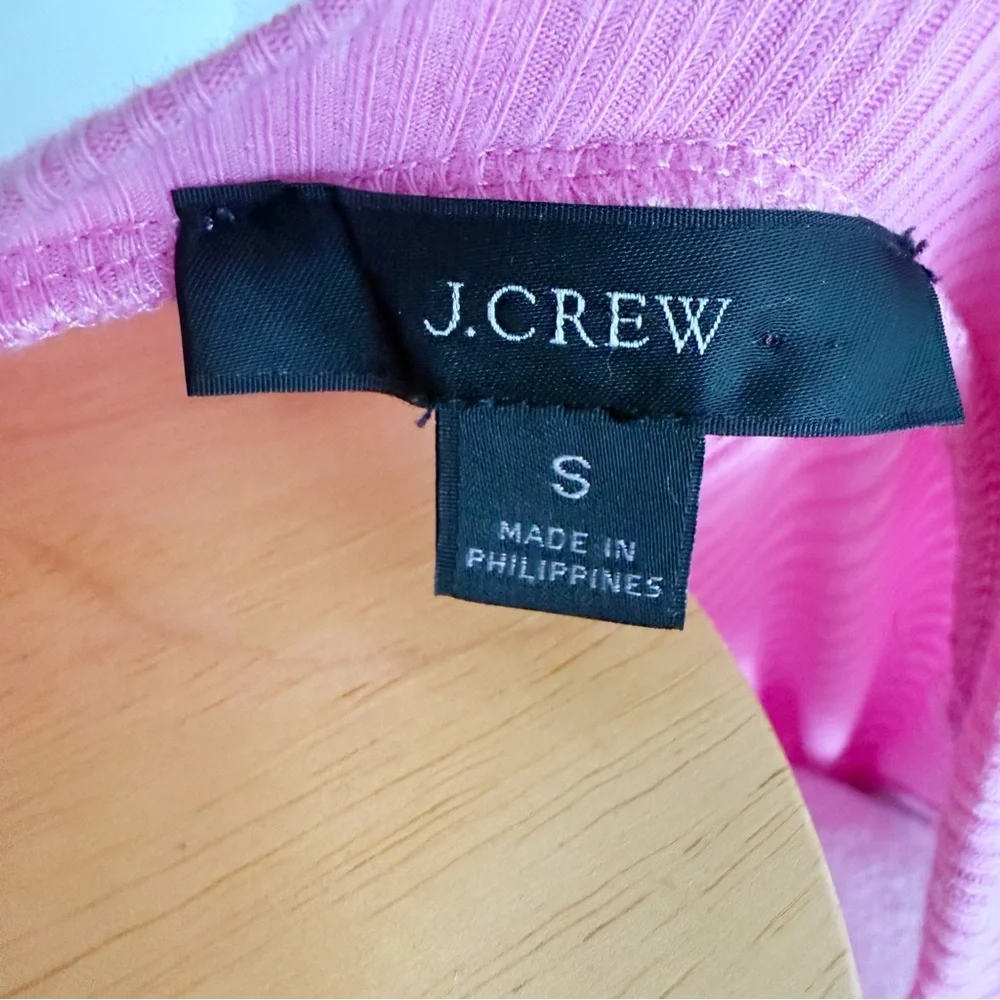 J. Crew Pink Top Ribbed Ruffle Sleeveless Cotton Blend Size Small